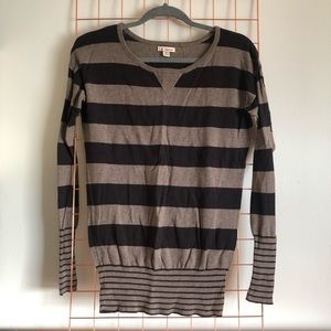 ruby moon | Tan Striped Crewneck Sweater